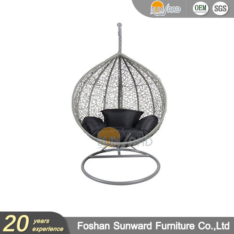 Hot Sale European Modern Leisure Garden Handmade Weaving UV Resistance PE Rattan Wicker Home Resort Hotel Villa Outdoor Hanging Egg Chair with Stand