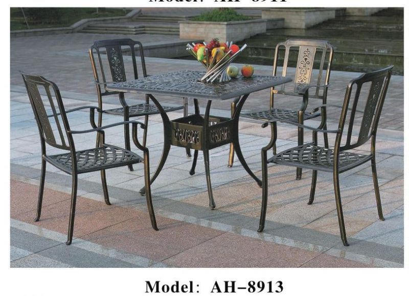 Outdoor and Indoor Aluminum Cast Furniture Sets, Dining Furniture with Round Table for Garden and Kitchen