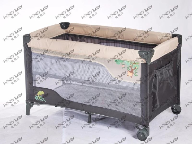 Baby Travel Cot Playard Play Yard Infant Bed Fence Playpen with Toy Pocket En716