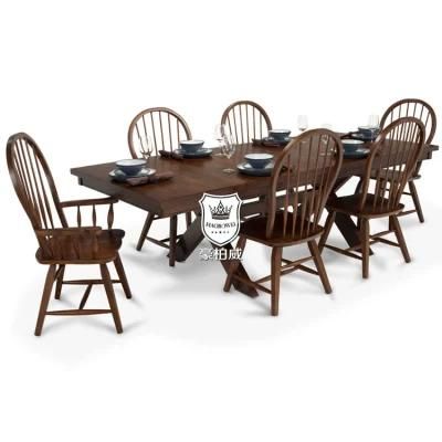 European Solid Wood Dining Room Table with Chair