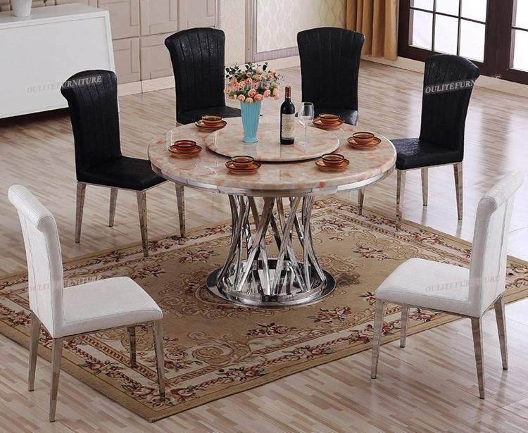Home Furniture Black Artificial Marble Dining Table with Chairs