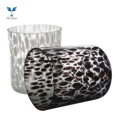 Customized Milky White Spot Glass Candle Holder for Home Decoration