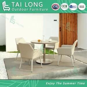 Outdoor PU Leather Cover Dining Chair with Garden Table Garden Furniture