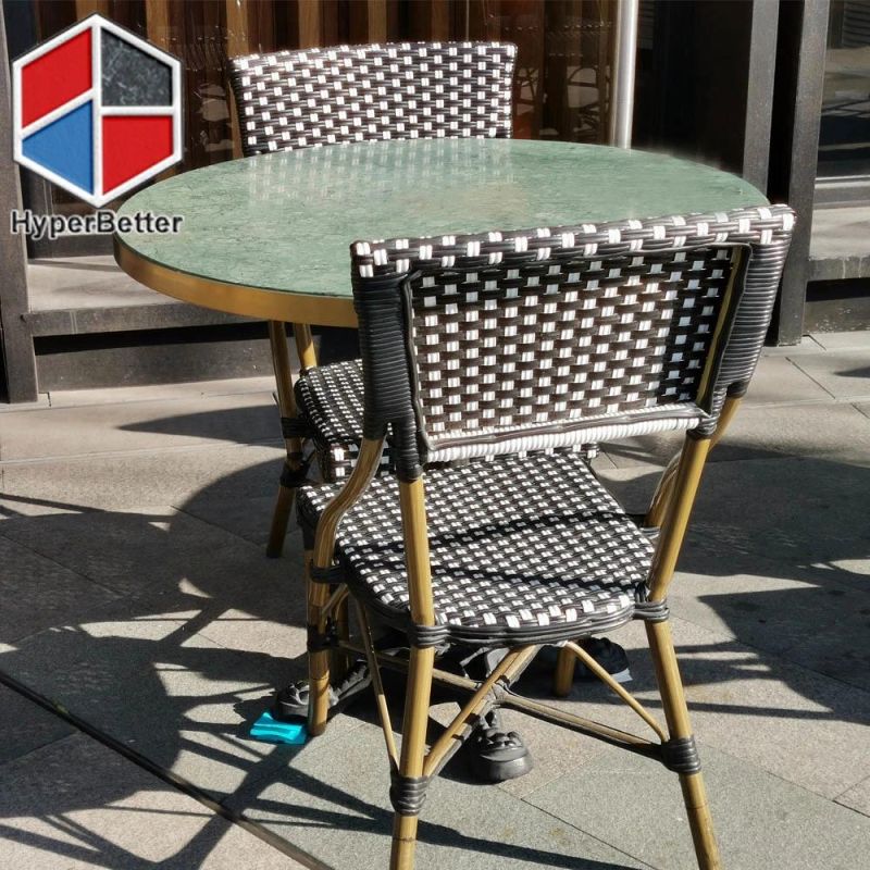 Bamboo Looking Aluminum Rattan Chair for Garden and Coffee Table