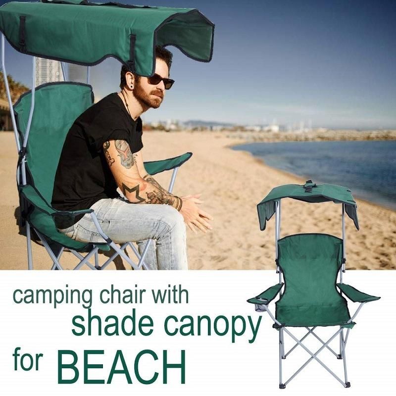 Sun Umbrella Handrail Beach Chair Portable Folding Outdoor Children Camping Chair