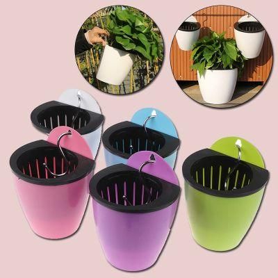 Wall-Mounted Flowerpot Self Watering Flowerpot Wall Hanging Automatic Plastic Planter Durable for Garden Balcony with Hook