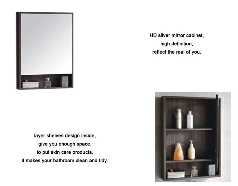 Modern European Style Solid Wooden Bathroom Vanity Cabinet in Melamine Finish with Single Sink Mirror Cabinet