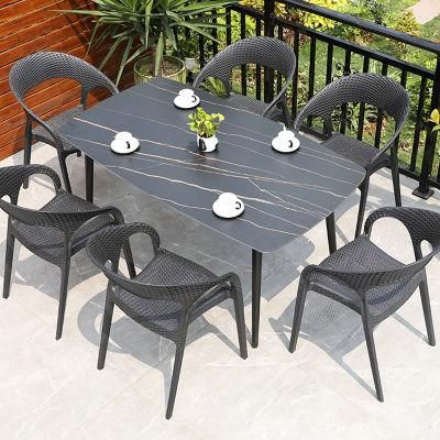 Outdoor Table and Chairs, Outdoor Courtyard, Slate Combination, Imitation Rattan Chair, Balcony, Five-Piece Table, Garden, Terrace, Coffee Table