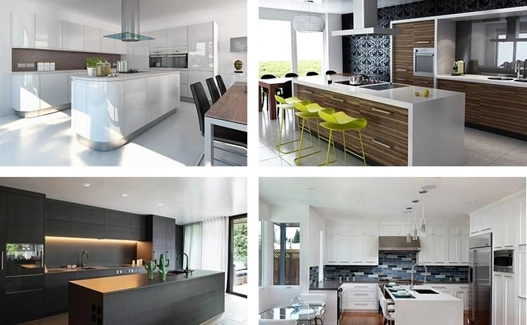 Custom Plywood Melamine Modular Full Kitchen Design Set Shaker Gray Black White Modern Wood Kitchen