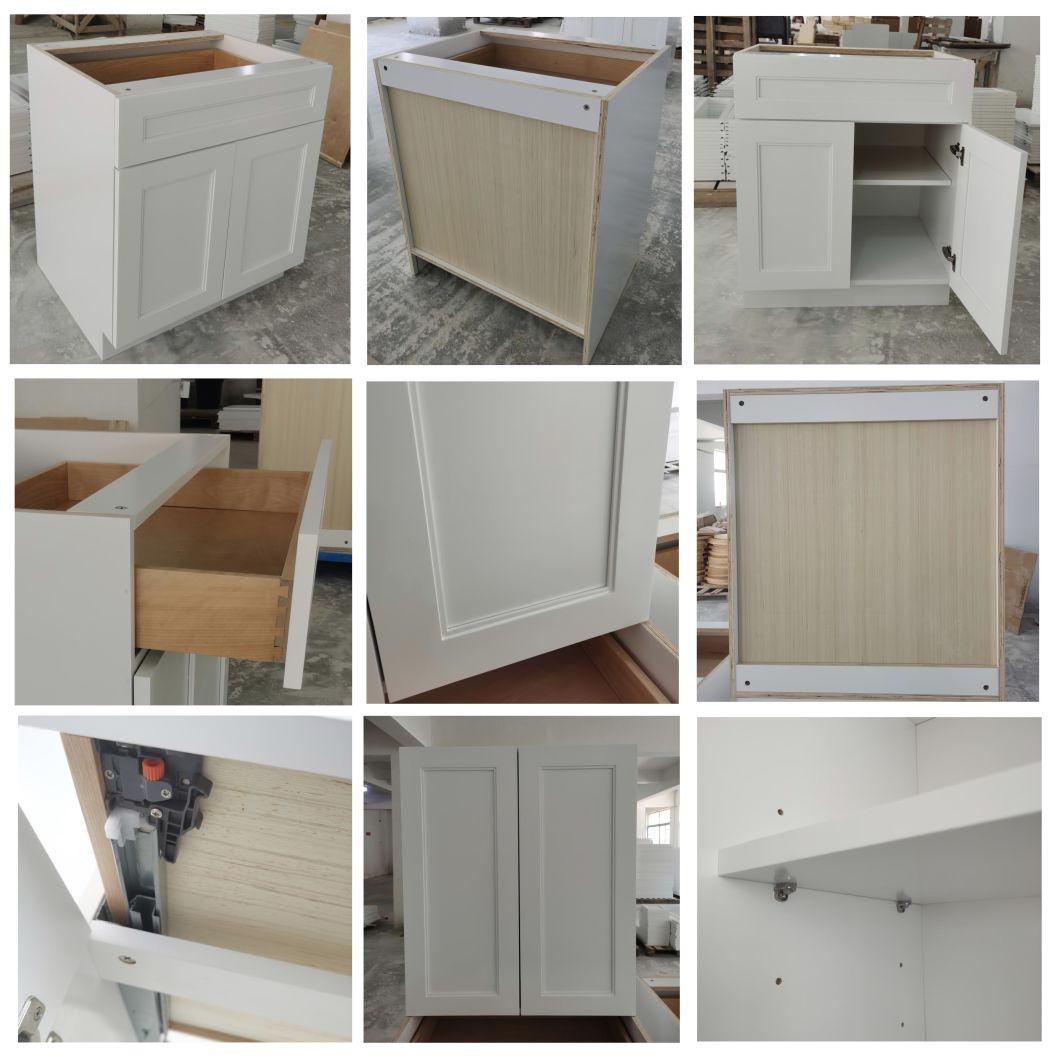 Modern White Shaker Customized Kitchen Grey Installing Wall Cabinets CB008