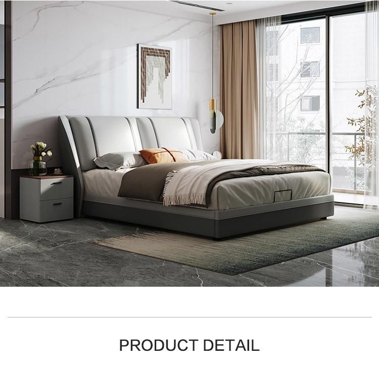 Linsy European Bedroom Furnitures Luxury Modern Leather King Size Soft Bed R682