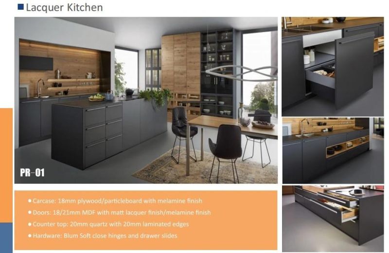 Factory Price Modern Black Matt Lacquer European Style Kitchen Cabinets