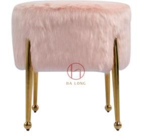 Wholesale Banquet Furniture Gold Stainless Steel Leg Round Ottoman for Wedding Event