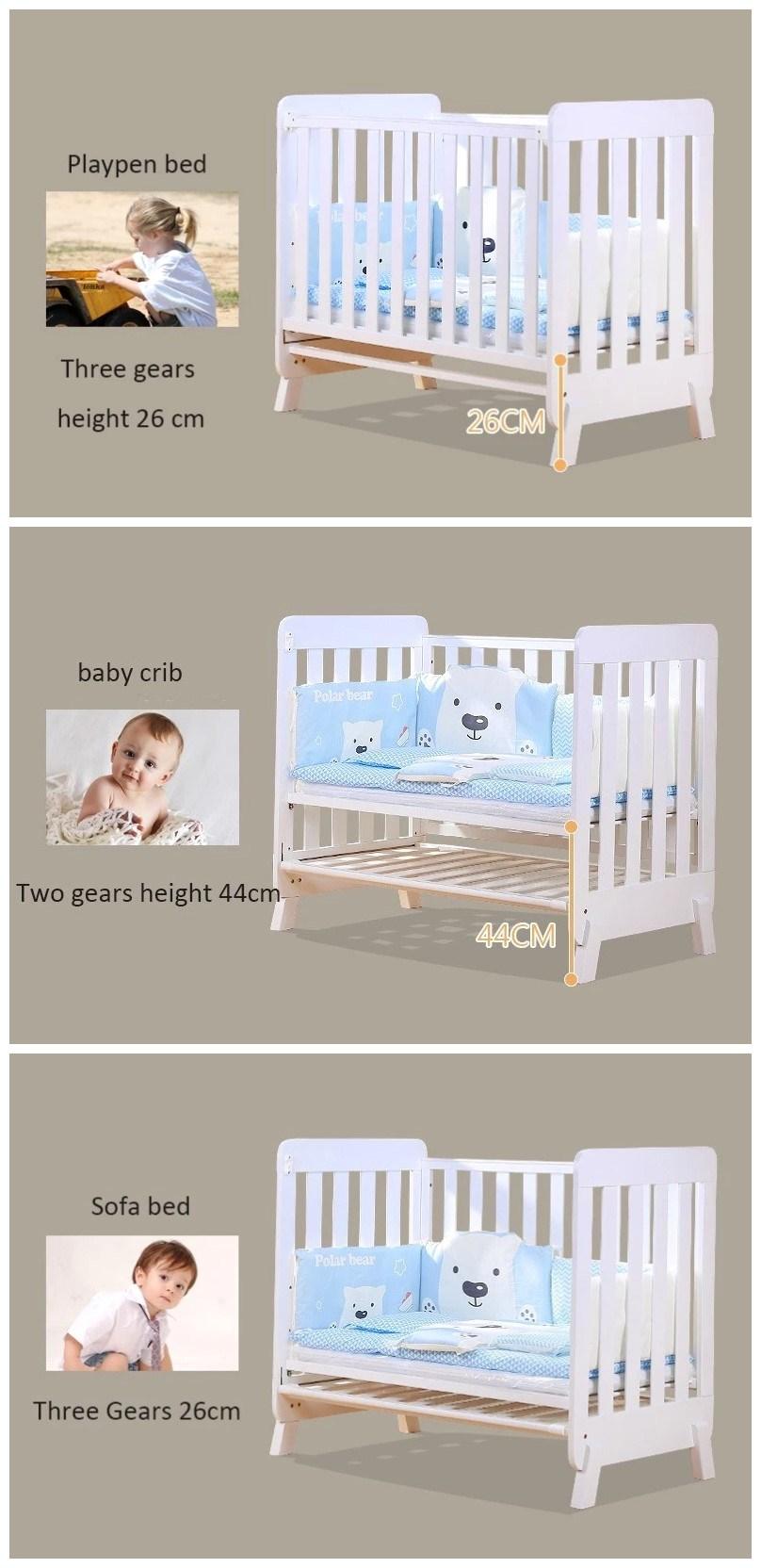 Convertible 0-4 Years Baby Cot Toddler Bed Multifunctional Kids Crib Solid Wooden Daybed