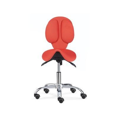 Rolling Salon Stool Swivel Hydraulic Saddle Chair Chromed Steel &Leather Rolling Chair for Tattoo SPA Beauty Massage Hairdresse