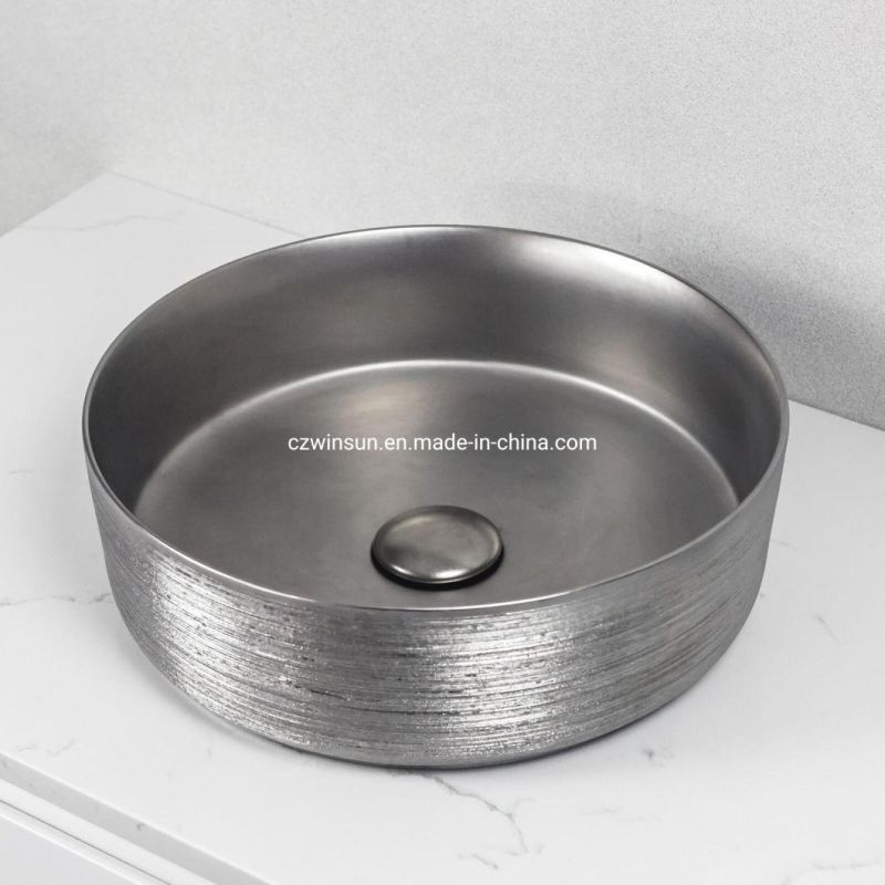 European Electroplating Art Basin Ceramic Bathroom Sink