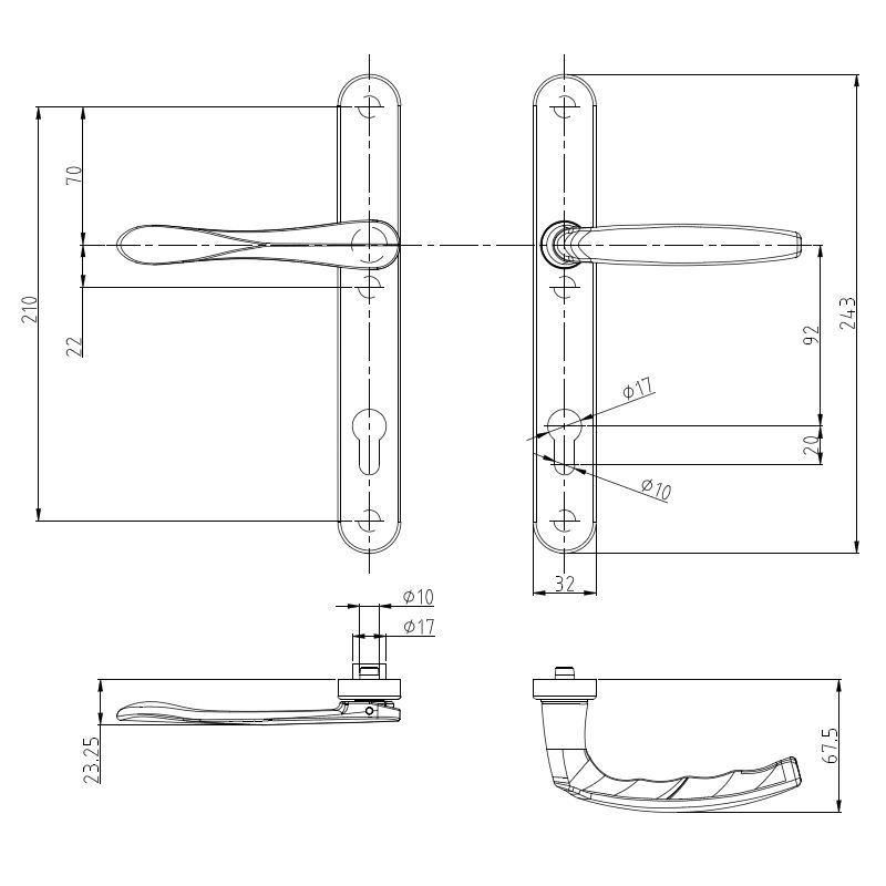 Hot Sale Door Handles Manufacturers China Steel Door Hardware Handles Zinc Alloy Profile Handle