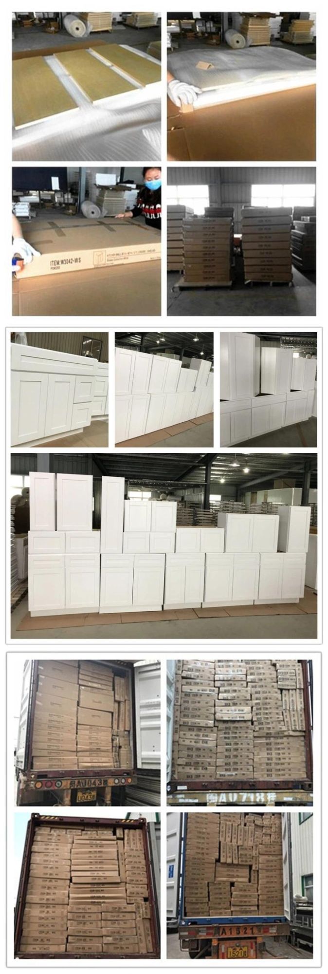 Solid Wood L Shaped Modern White Modular Kitchen Cabinet with Wall Cupboard