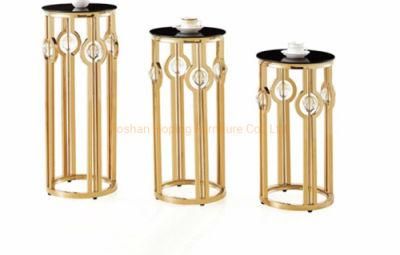 Black Glass and Gold Table Ground Wedding Flower Stand Stainless Steel Wedding Flower Stand for Party