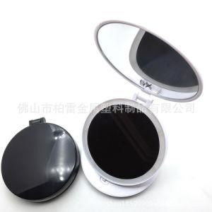 Round Two Sides 1X and 5X Magnifying Pocket Compact Handheld Folding Travel LED Makeup Mirror with Light