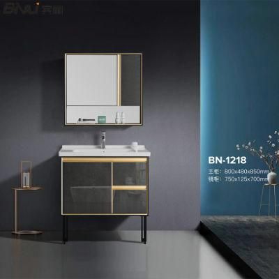 European Hot Sale Modern Small Square Aluminum Bathroom Vanities with Mirror Cabinet