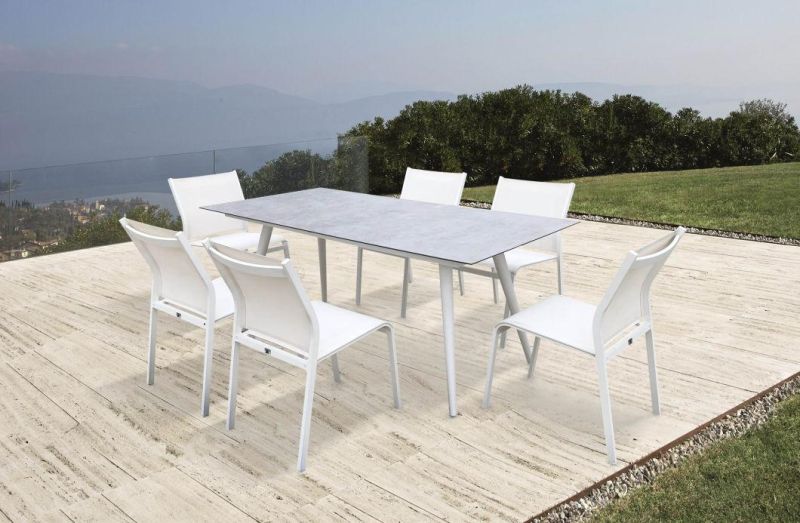 Unfolded OEM Customized Foshan Long Table White Outdoor Dining Set