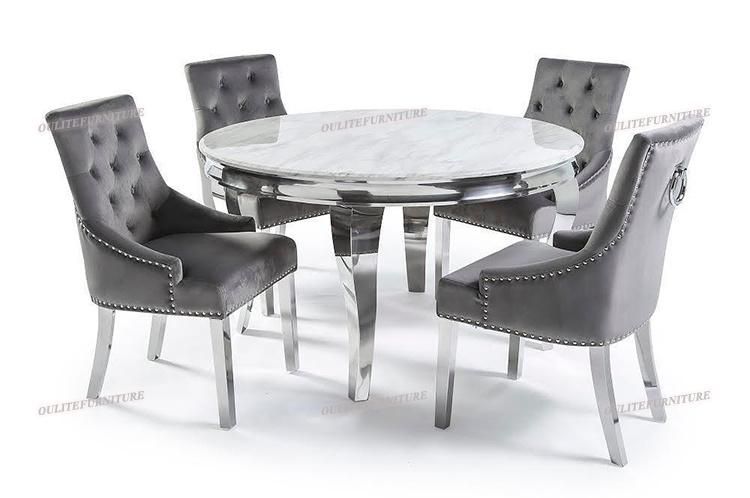 Dining Room Furniture Grey Marble Top Dining Table with Chairs