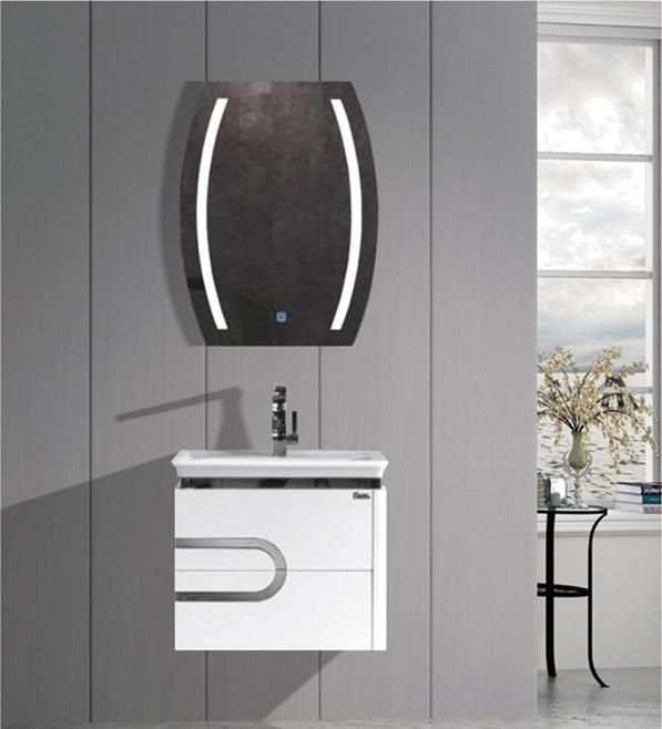 European Style Wall Mount Bathroom Vanity Sets Cabinet PVC Bathroom with Light Mirror