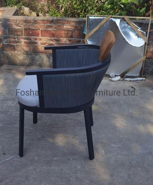 Outdoor Teak Aluminum Wooden Garden Hotel Patio Rope Rattan Chair