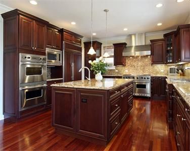 Rustic High Grade Rust Resistant Modular Dark Solid Wood Kitchen Cabinet with Kitchen Island