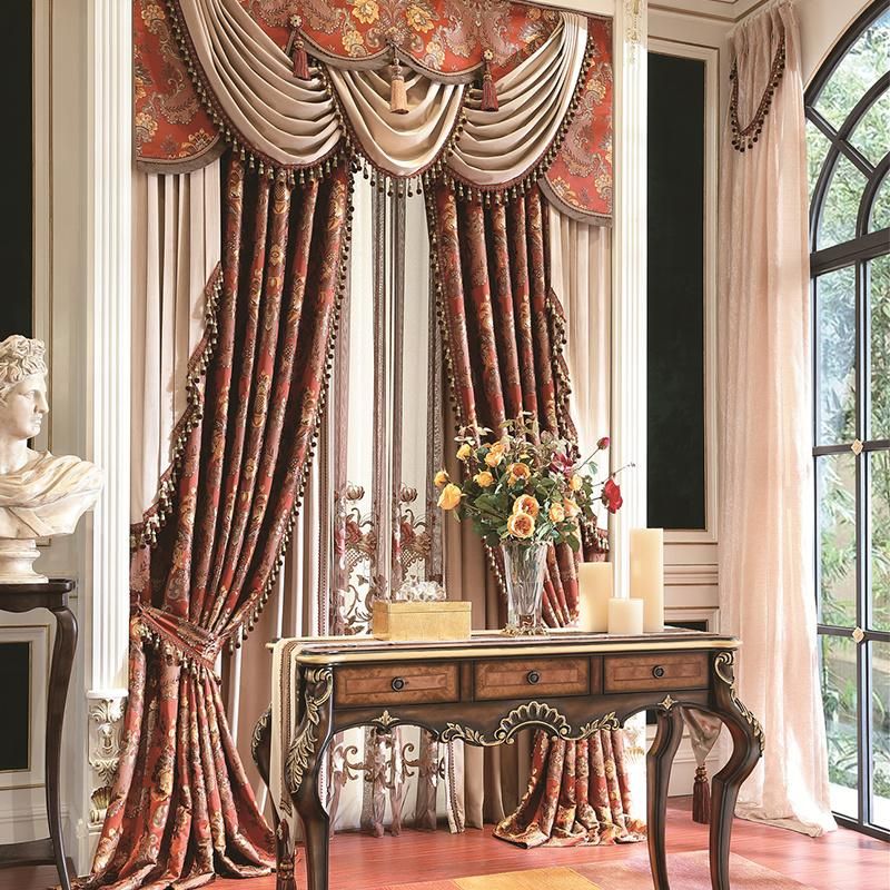 Zhida New Chinese Style European Design Living Room Window Curtains 100% Polyester Fabric Curtain for Hotel