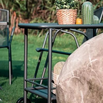 Garden Furniture Durable Metal Removable Side Table Utility Cart with Wheels