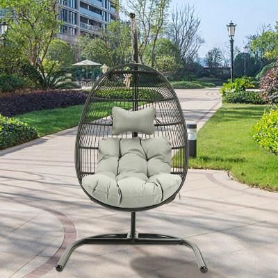 2020 Super Hot Modern Cane Furniture Wicker Rattan Leisure Chair Folding Swing Steel Frame Chair