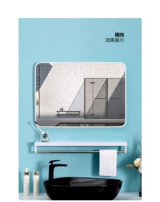 Wall Mount Rectangular Aluminum Famed Bathroom Vanity Mirror with Shelf