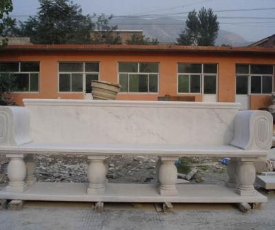 Outdoor Garden Large Stone Tabke Fir Statue Luxury European Style Natural Stone Marble Carved Bench