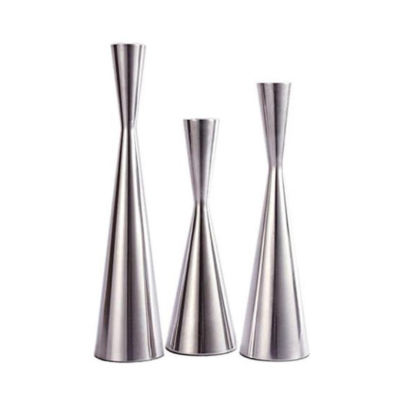 Stainless Steel Candlestick Metal Conical Candlestick Bracket Retro Modern Decorative Gift