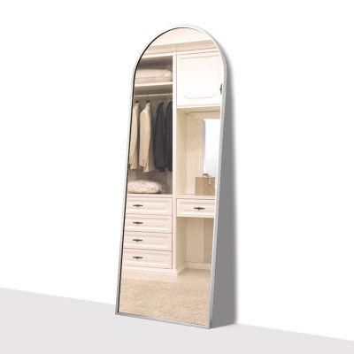 White Thin Metal Frame Dressing Mirror Design for Living Room