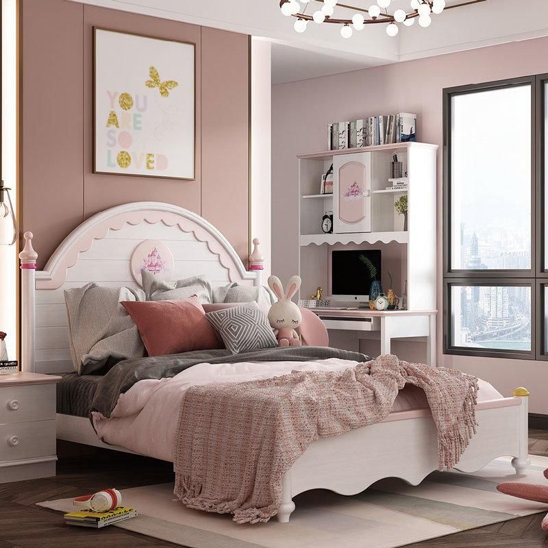 Customized Pink Princess Bed Wooden Furniture