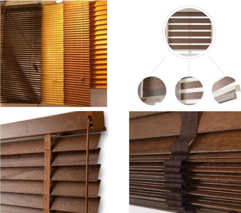 Free Sample European Horizontal Louver Window Faux Wood Wooden Venetian Blinds