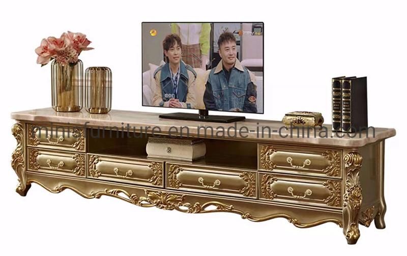 (MN-CCT15) European Living Room Furniture Golden Solid Wooden Marble Tea/Coffee Table