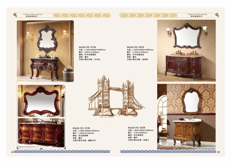 Classical Design European Style Relief Outline Furniture Antique Solid Wood Bathroom Cabinet