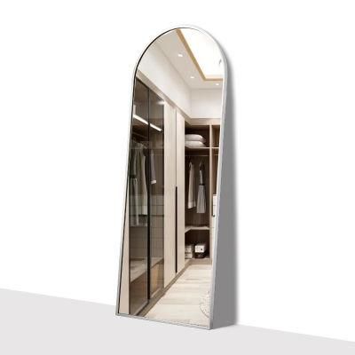 White Full Length Arch Shaped Floor Standing Oversized Mirror