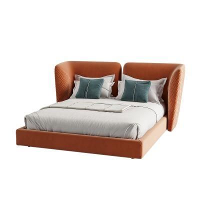 Stylish Nordic Design high End Modern Double Queen King Size Upholstered Bed with Metal Leg Bedroom Furniture Set