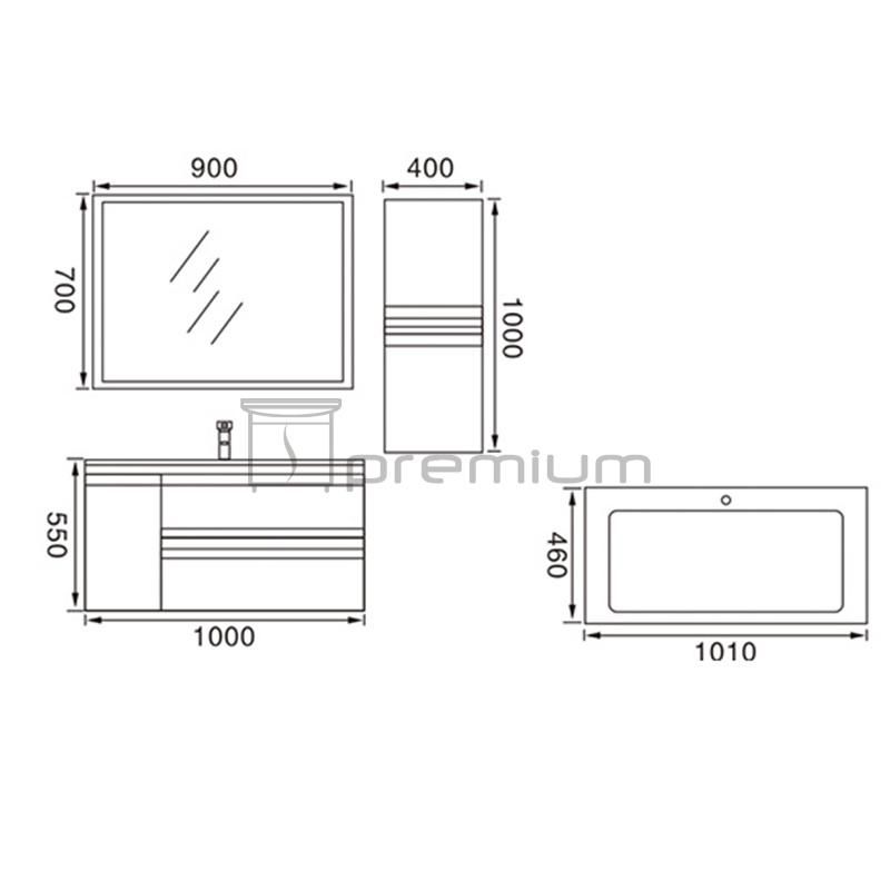 2021 New Style European MDF Cabinet Glass Wash Basin Bathroom Vanity LED Mirror Included