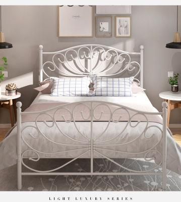 Tute European-Style Golden Net Red Thick Wrought Iron Bed Sheet Double Master Bedroom Iron Bed