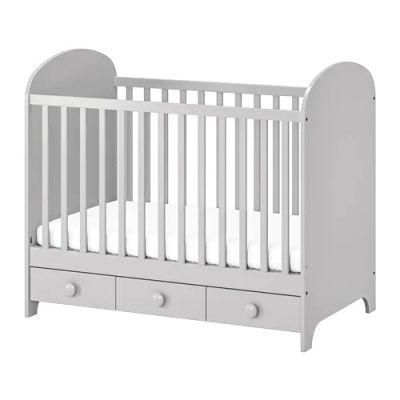 Wooden Kids Bed Infant Furniture Baby Crib with Drawer