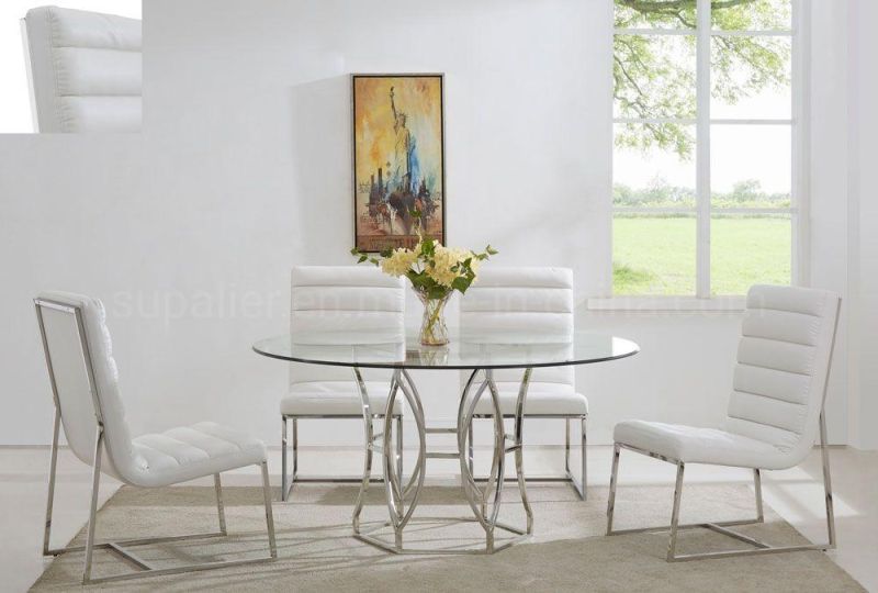 Home Luxury Furniture 4 Seater Dining Table with Transparent Glass Top