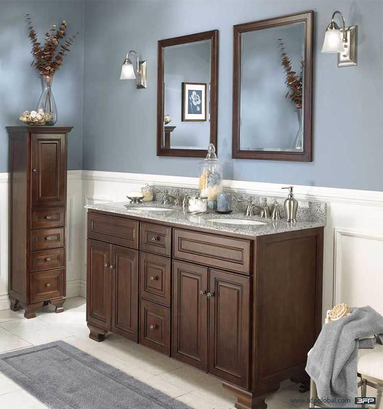 European Classical Style Shaker Door Round Handle Double Sink Bathroom Vanity