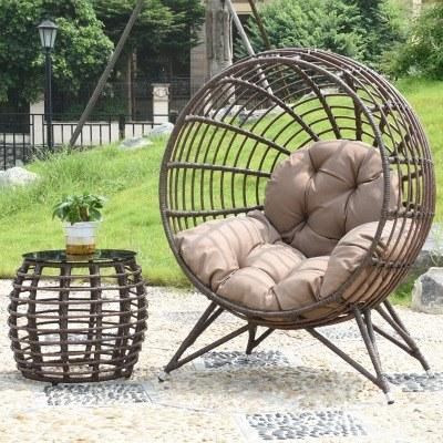 Modern Leisure Chair Garden Handmade Woven UV Resistance PE Rattan Wicker Swing Hanging Double Chair