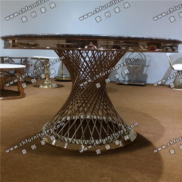 Modern Dining Room Furniture Marble Top Stainless Steel Dining Table Yc-St31